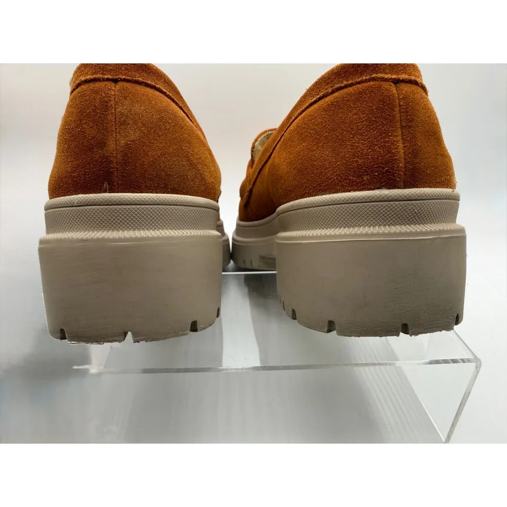 Portland Leather Goods Patina Loafers Women 9 Fawn Good Chunky Suede Lug Sole